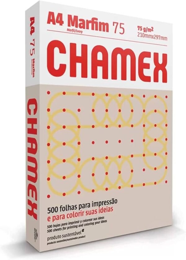 Papel Sulfite Chamex Marfim A4 75g - Caixa com 10 resmas - 5000 Folhas